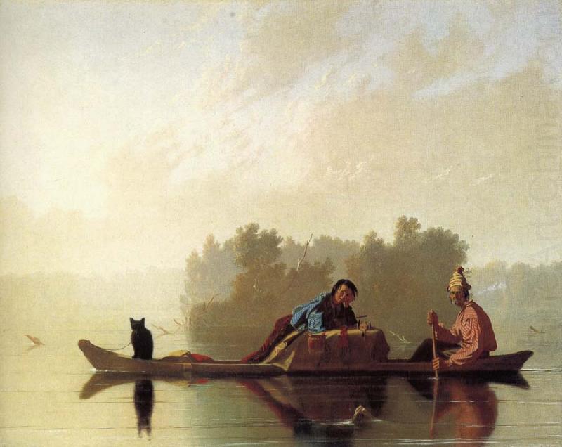 George Caleb Bingham Fur hand put on boots on the Missouri china oil painting image